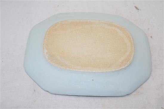 A set of three Chinese export blue and white canted rectangular dishes, Qianlong period, 28.5cm